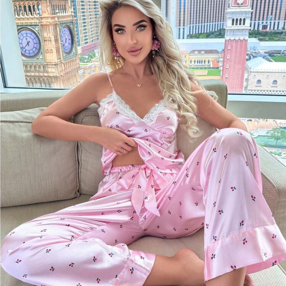 Satin Top & Pant Pj Set 💤 - Picture 1 of 6